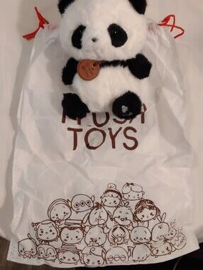 Yirong Fang Plush Panda Bear Big Head Chibi NIB Heart On Paw Kawaii- 6.3"